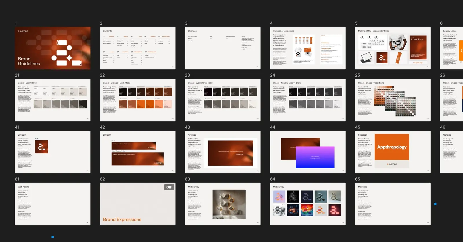Aampe brand guidelines: colour systems, social, web and brand expressions