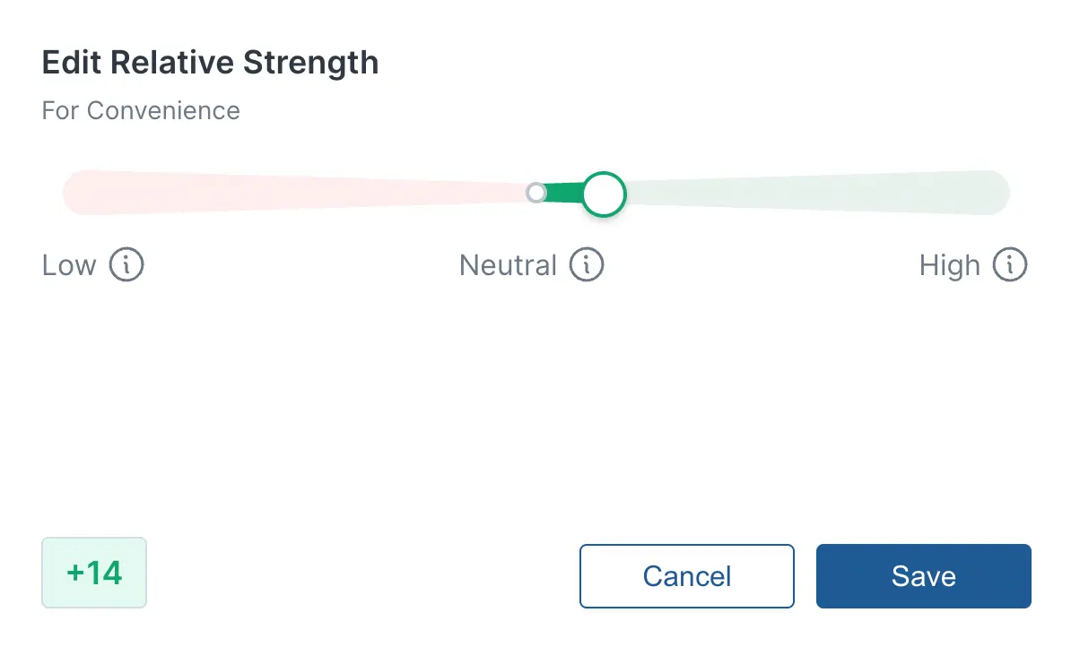 Editing a label's relative strength