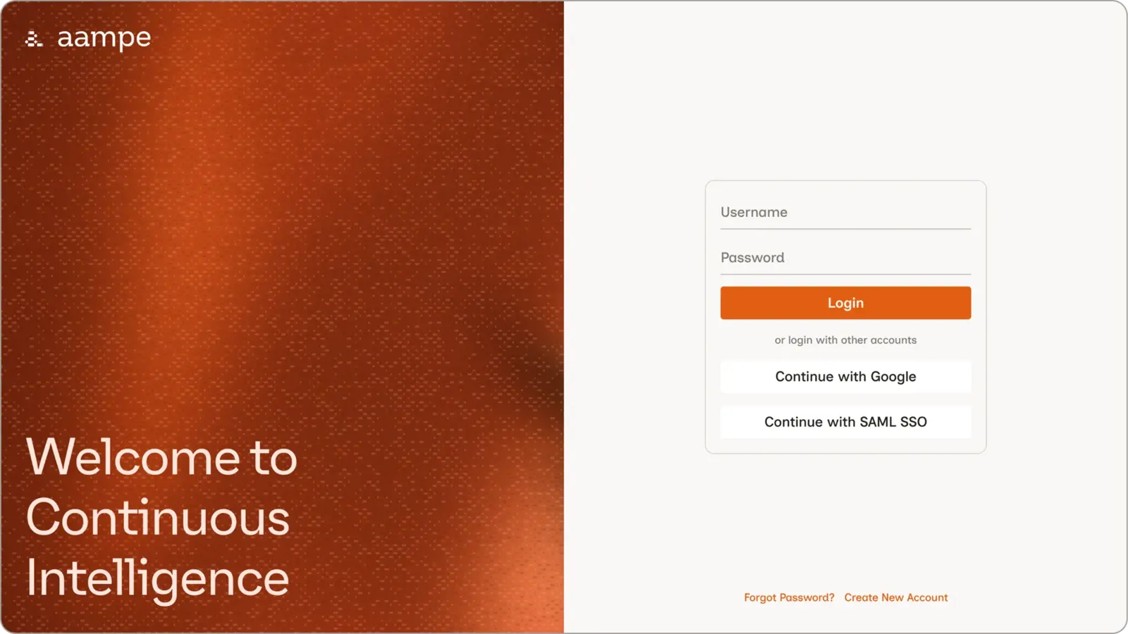 Aampe Composer sign-in: Welcome to Continuous Intelligence