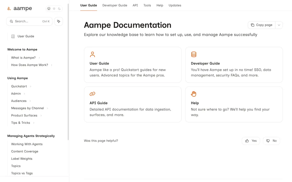 The Aampe documentation home on kb.aampe.com