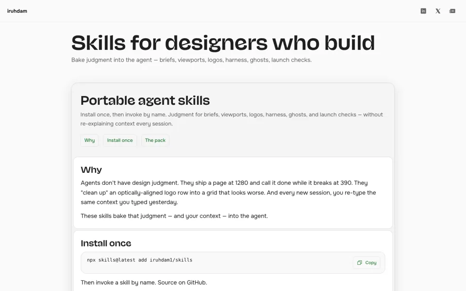 The agent skills page