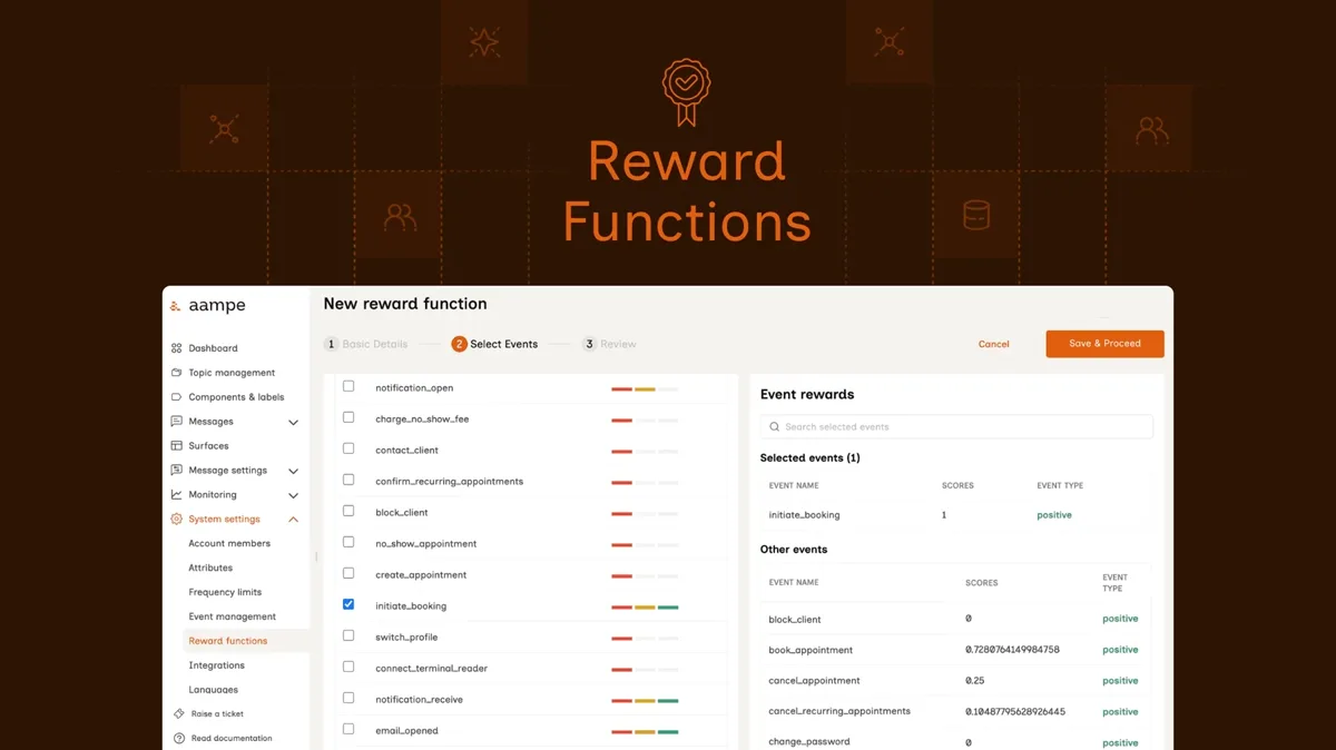Reward Functions in Aampe, choosing the events that count as a win