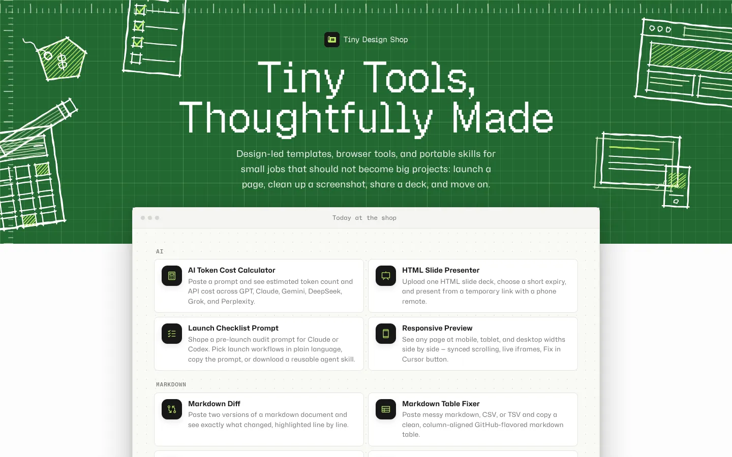 Tiny Design Shop, a shop of free browser tools for designers
