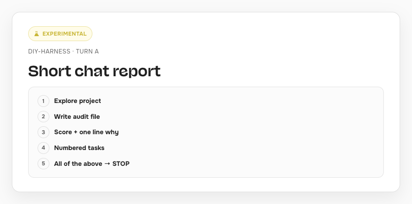 Turn A report steps from explore to stop